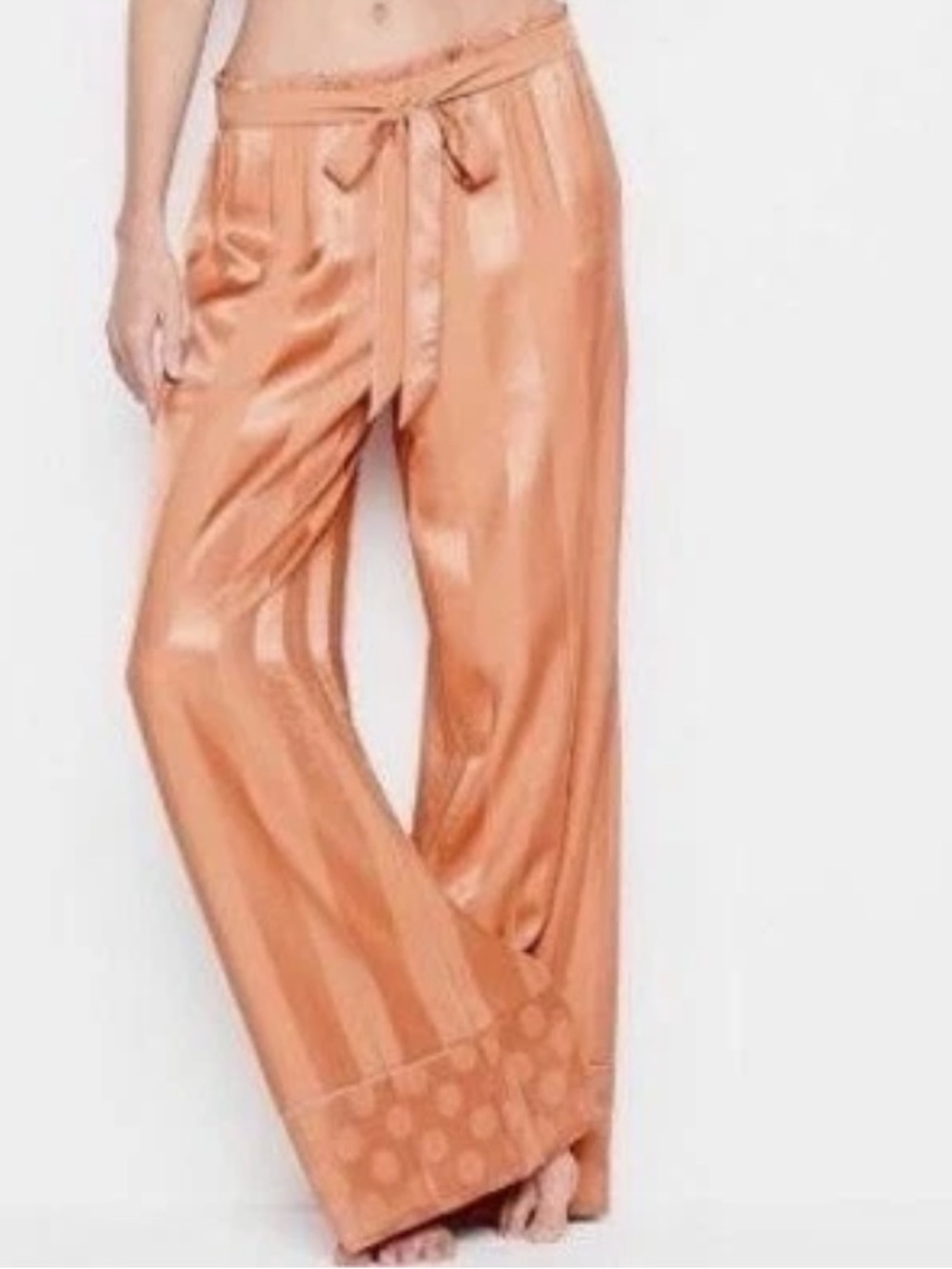 Victoria's Secret Wide Leg Satin Striped Pajama Pants Orange Size XS